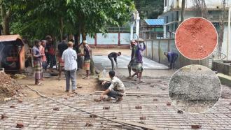 বান্দরবান পৌরসভার বাস্তবায়নাধীন সড়ক নির্মাণে নিম্নমানের কাজের অভিযোগ
