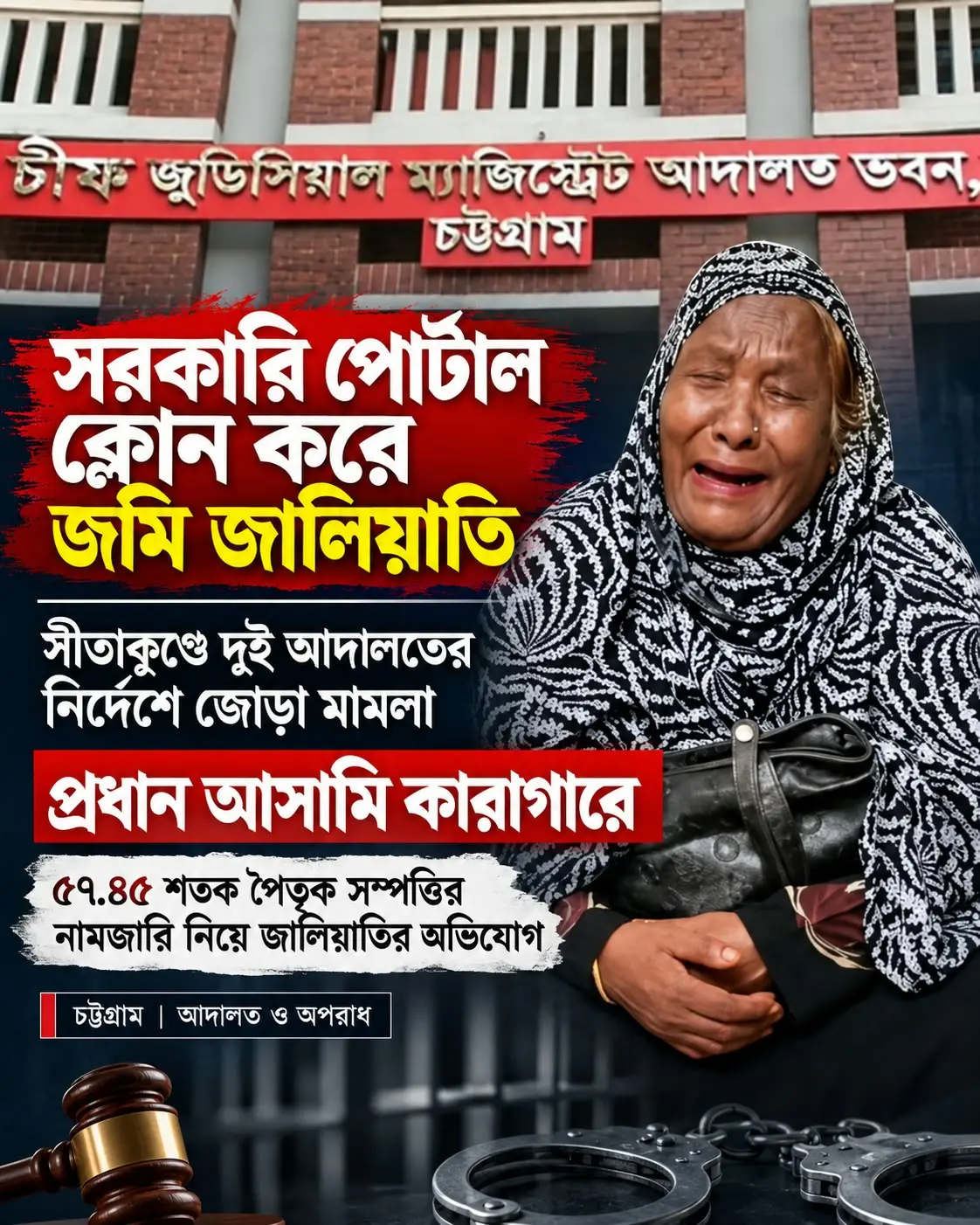 সীতাকুণ্ডে সরকারি পোর্টাল ক্লোন করে জমি জালিয়াতি জোড়া মামলা, প্রধান আসামি কারাগারে