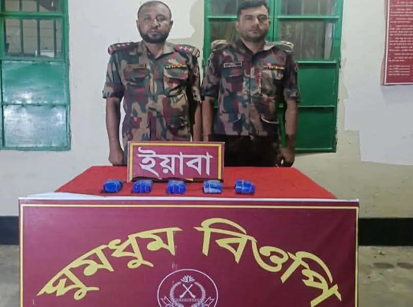 নাইক্ষ্যংছড়ির ঘুমধুম সীমান্তে বিজিবির অভিযানে ১০ হাজার ইয়াবা উদ্ধার